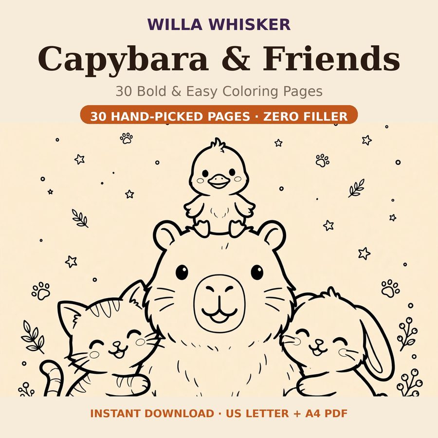 Capybara & Friends coloring book cover