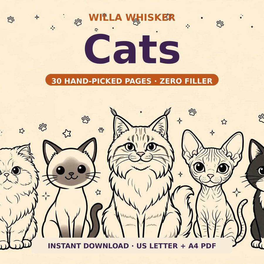 Cats coloring book cover