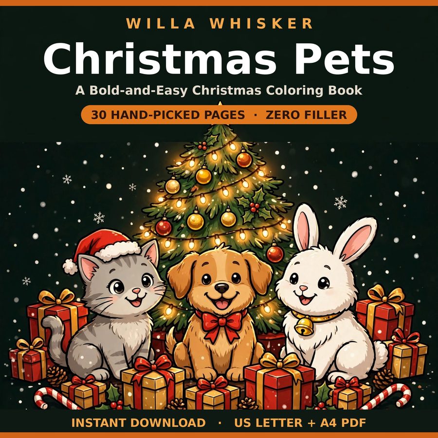 Christmas Pets coloring book cover