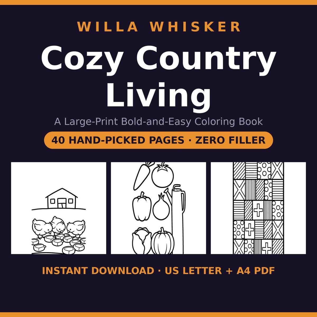 Cozy Country Living coloring book cover