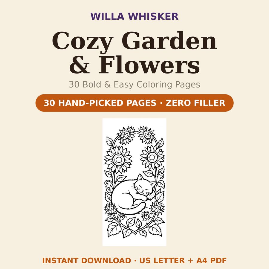 Cozy Garden & Flowers coloring book cover