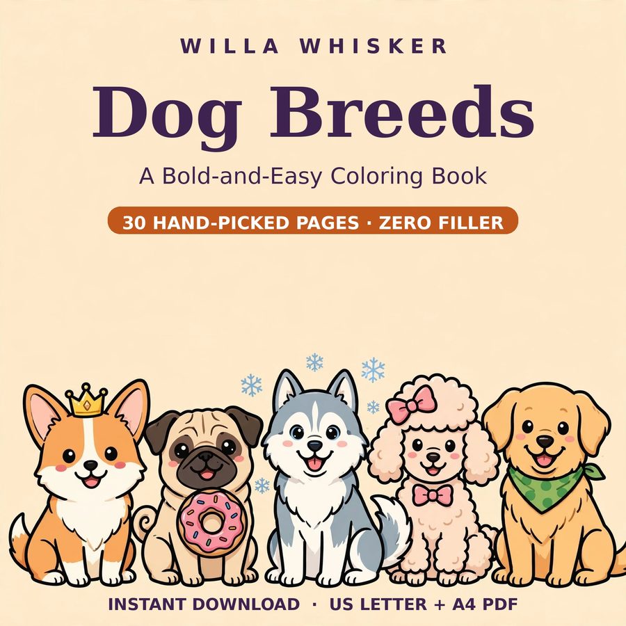 Dog Breeds coloring book cover