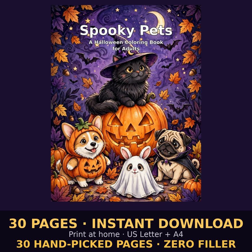 Spooky Pets coloring book cover