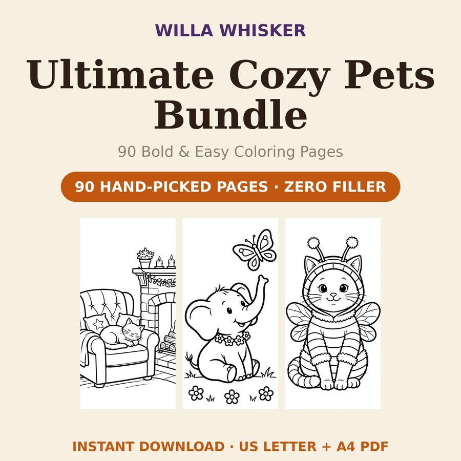 Ultimate Cozy Pets Bundle coloring book cover
